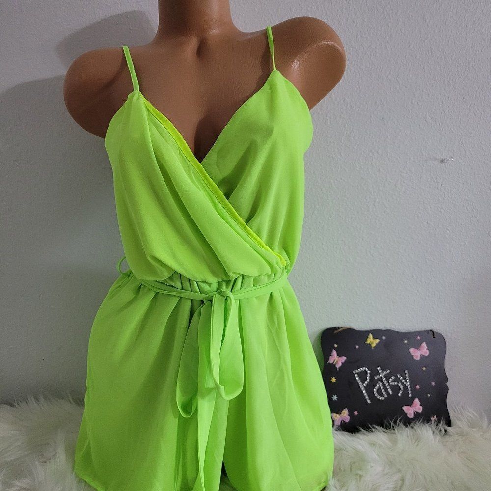 REVAMPED Neon Lined Dress Romper Size Small 195